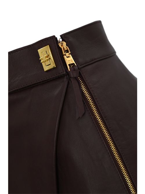 Gonna corta in pelle nappata Elisabetta Franchi | GP06Z56E2EA4